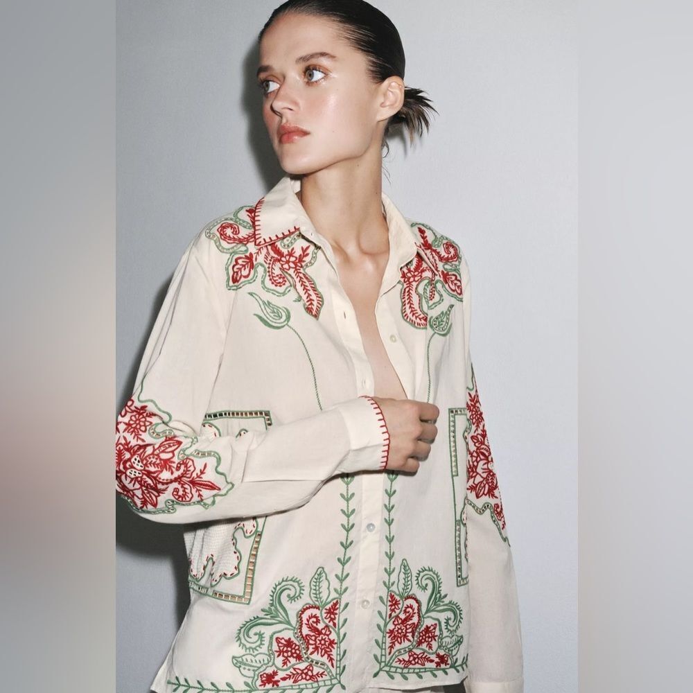 ZARA ZW COLLECTION EMBROIDERED SHIRT
